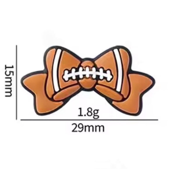 Football Bow Focal Silicone Beads - Picture 1 of 1